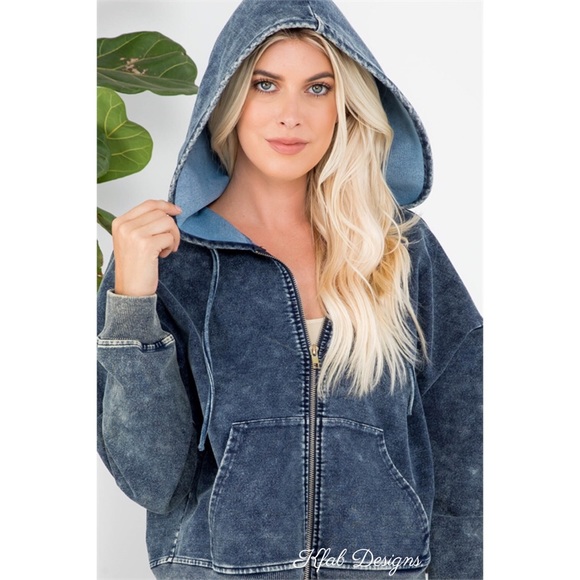 ❤️LAST! Mineral Wash Oversized Zip Up Hoodie - Picture 3 of 7